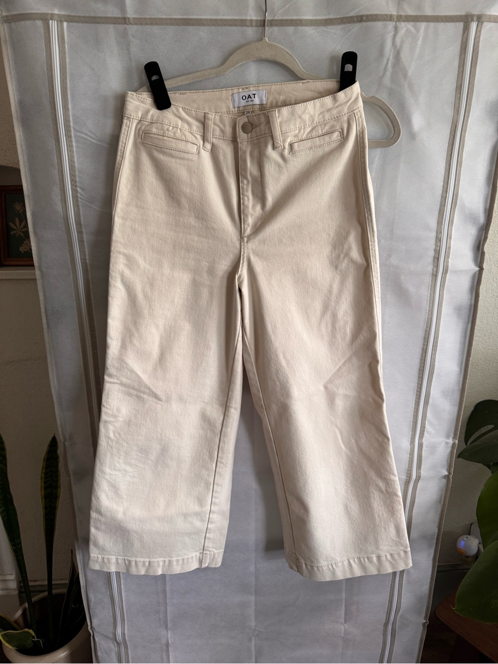 OAT NEW YORK Cream Cropped Wide-Leg Jeans -size 29